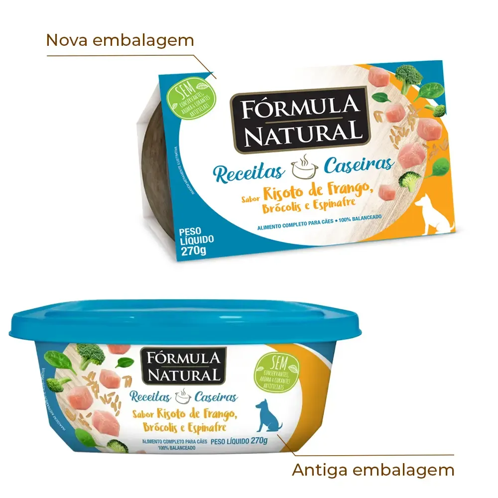 Ração Úmida Fórmula Natural Receita Caseira Cães Risoto de Frango Brócolis e Espinafre